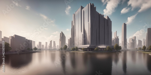 Panoramic view of futuristic morden city skyline. 