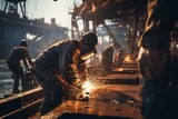  Shipyard With Workers Welding And Constructing, Generative AI