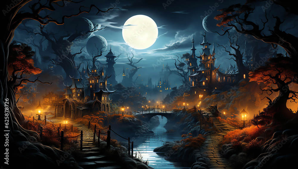 Fototapeta premium Halloween night in the park