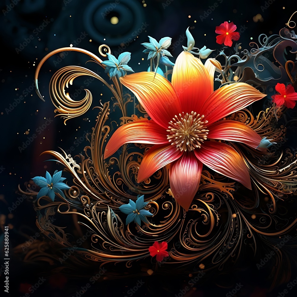 colorful swirling flowers fantasy. Generative AI colorful swirling flowers fantasy. Generative AI