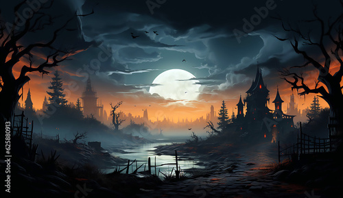 Halloween scene with moon