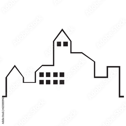 Line sketch cityscape design. Abstract black background