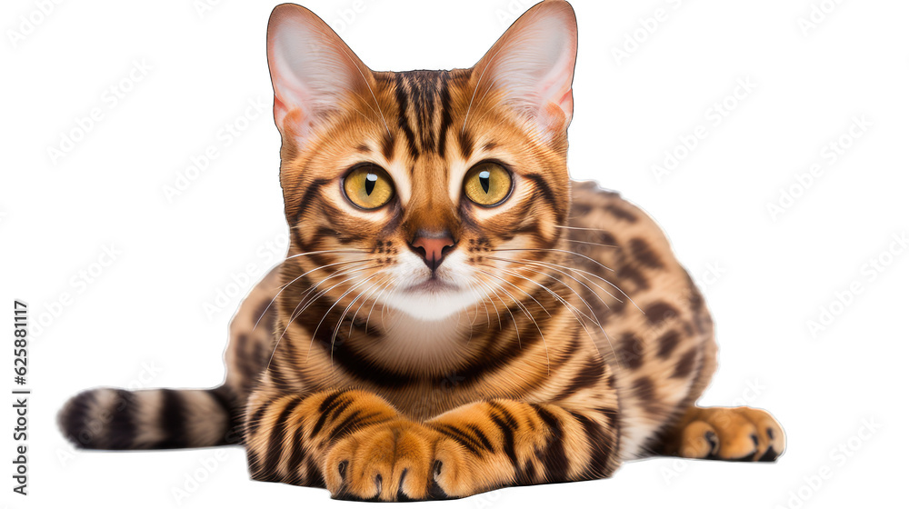 a bengal cat isolated on white background