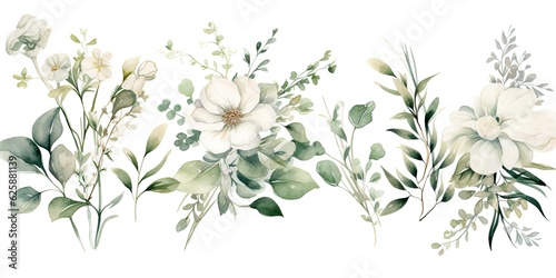 Enchanting Watercolor Floral Bouquet Illustration Set  Generative AI Digital Illustration © Cool Patterns