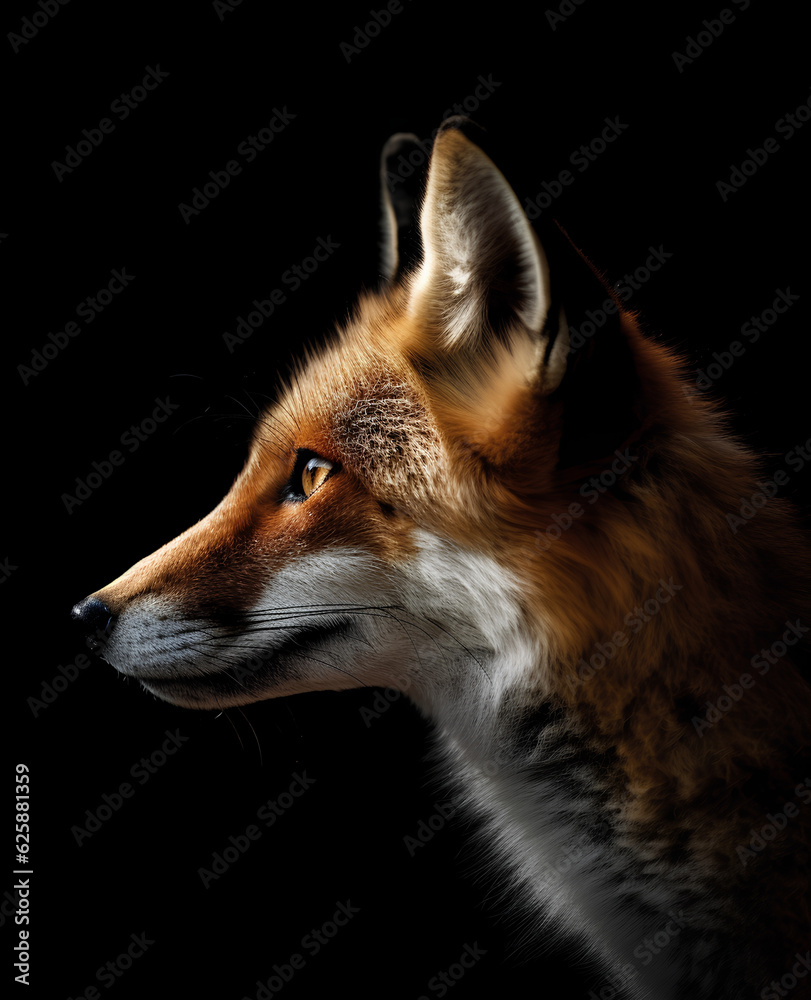 Fototapeta premium Fox profile portrait - Generative AI