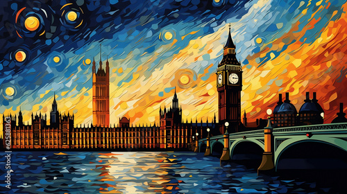 A Starry night in London by the big ben