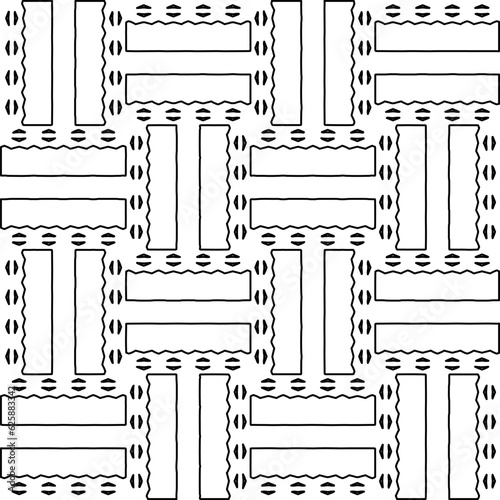 Abstract background with figures from lines. black and white pattern for web page, textures, card, poster, fabric, textile. Monochrome graphic repeating design.