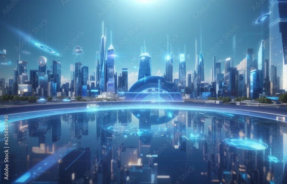 Future Hologram Technology Showing Cityscape