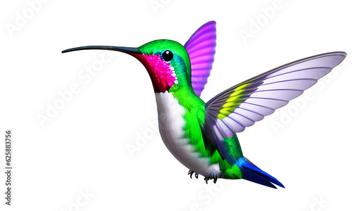 Close up colorful hummingbird on transparent background,Generative AI. © Jare
