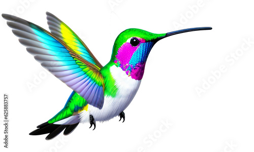 Close up colorful hummingbird on transparent background,Generative AI. © Jare