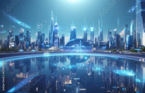 Future Hologram Technology Showing Cityscape