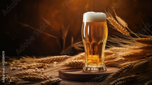 Fényképezés Glass are filled with Barley Malt and Wheat for making craft Beer, nature concept, Oktoberfest concept