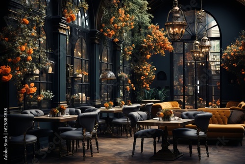 elegant cafe dark background theme. Generative Ai