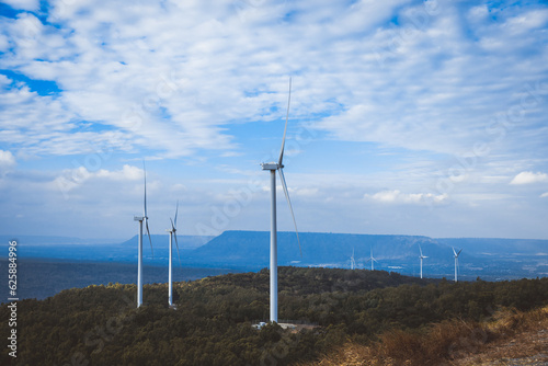 Wind turbine on mountain in Thailand photo