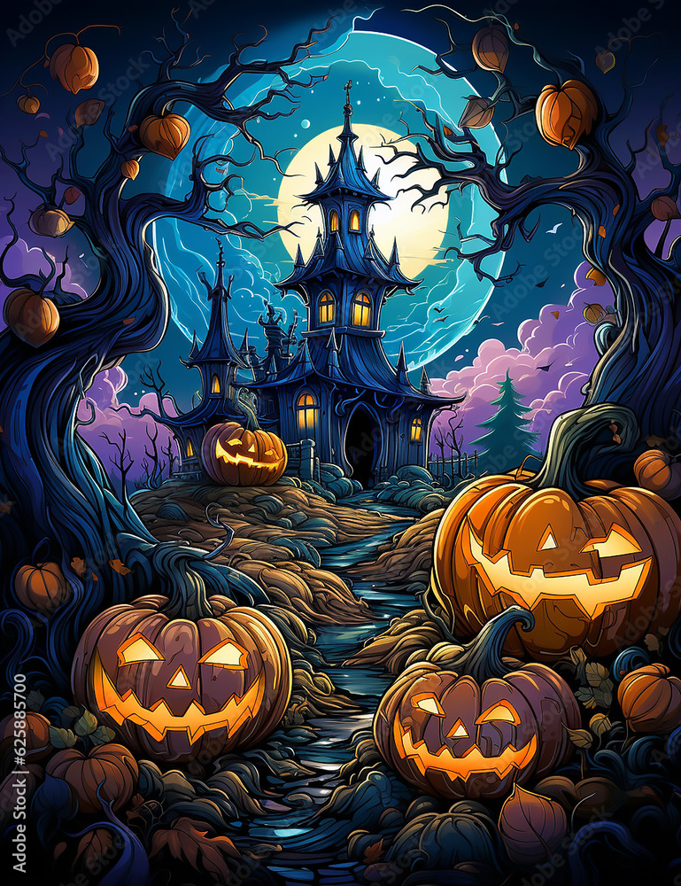 Halloween background with pumpkin, generative AI
