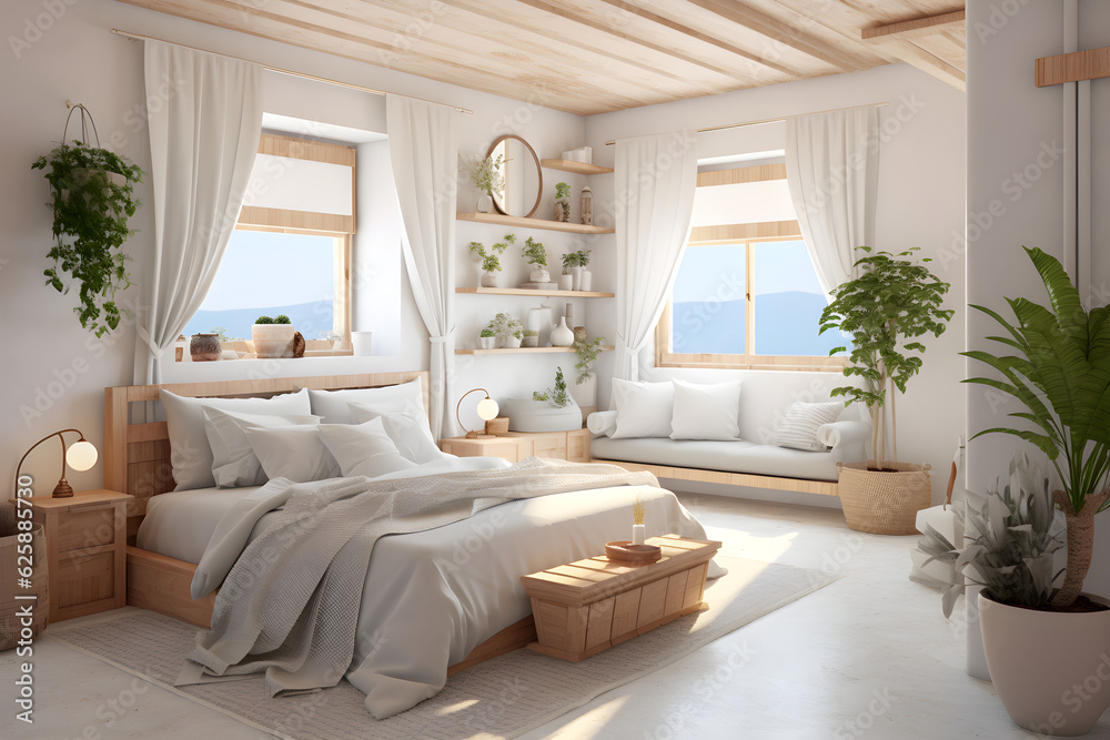 Interior design of a hyper realistic bedroom