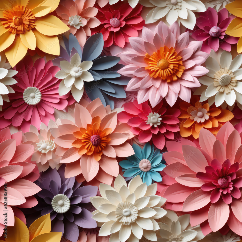 Flower composition. Paper quilling art. Seamless pattern. Flower composition. Paper quilling art. Seamless pattern.