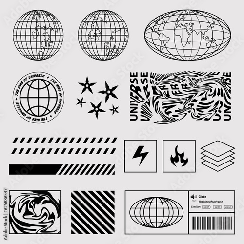 Streetwear Fashion Design elements, retro futuristic design element
