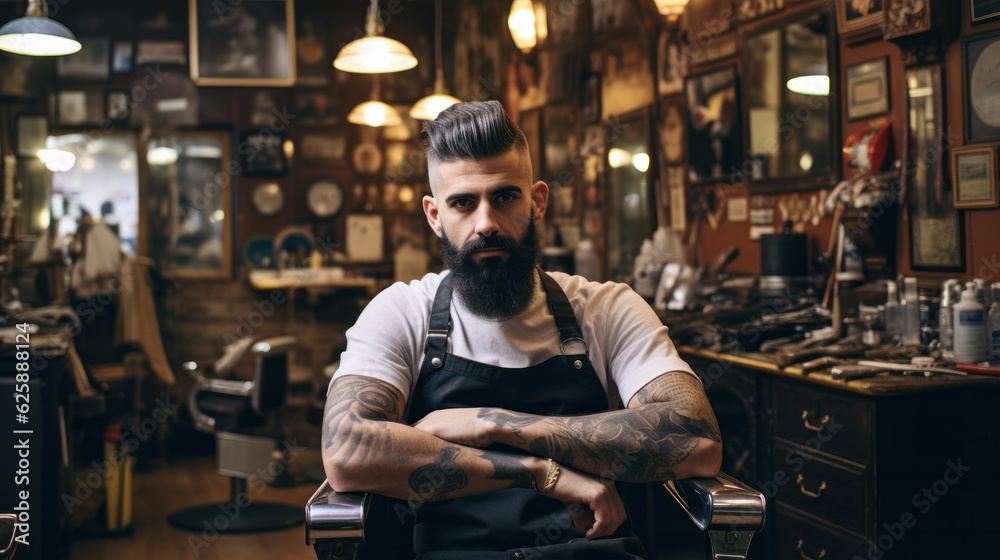 Barber shop, hair clipper and black man portrait of an entrepreneur with a smile. Salon, professional worker and male person face with happiness and proud from small business and beauty parlor Barber shop, hair clipper and black man portrait of an entrepreneur with a smile. Salon, professional worker and male person face with happiness and proud from small business and beauty parlor