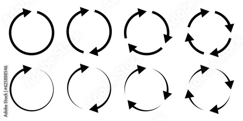 Circle arrows set. Rotate, refresh, reload icons
