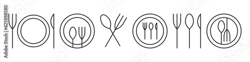 Cutlery line icons set simple design