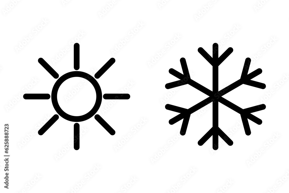 Fototapeta premium Sun and snowflake icons. Temperature concept