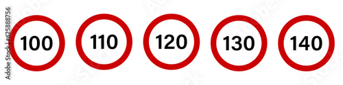 Speed limit sign icon set