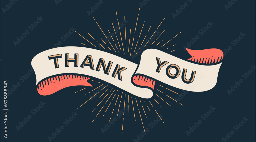Thank You, ribbon banner. Colorful ribbon banner with text, phrase