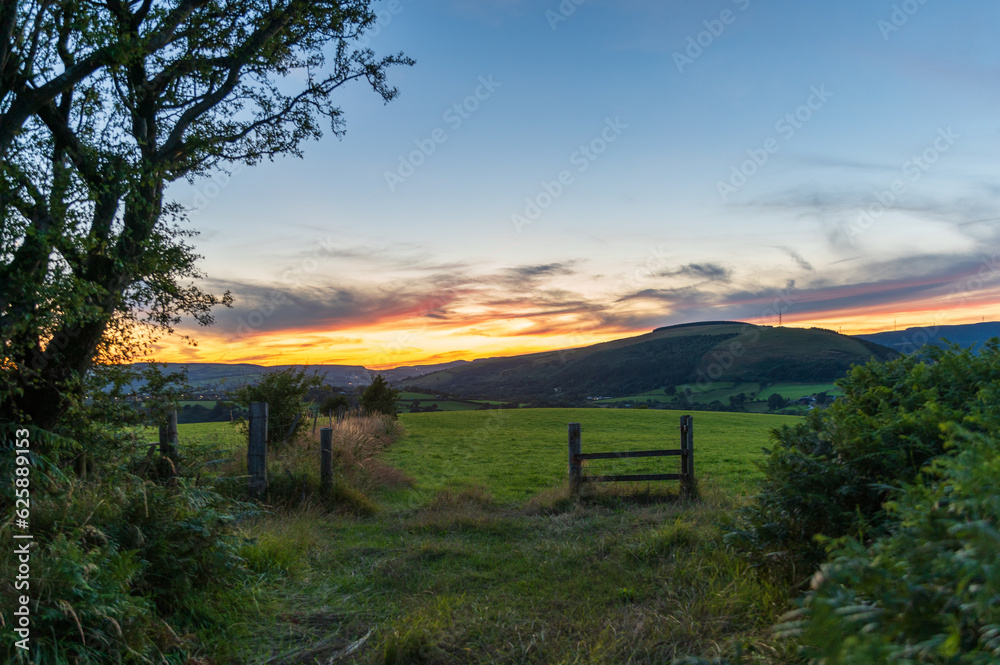 Sunset over The Valleys in South Wales