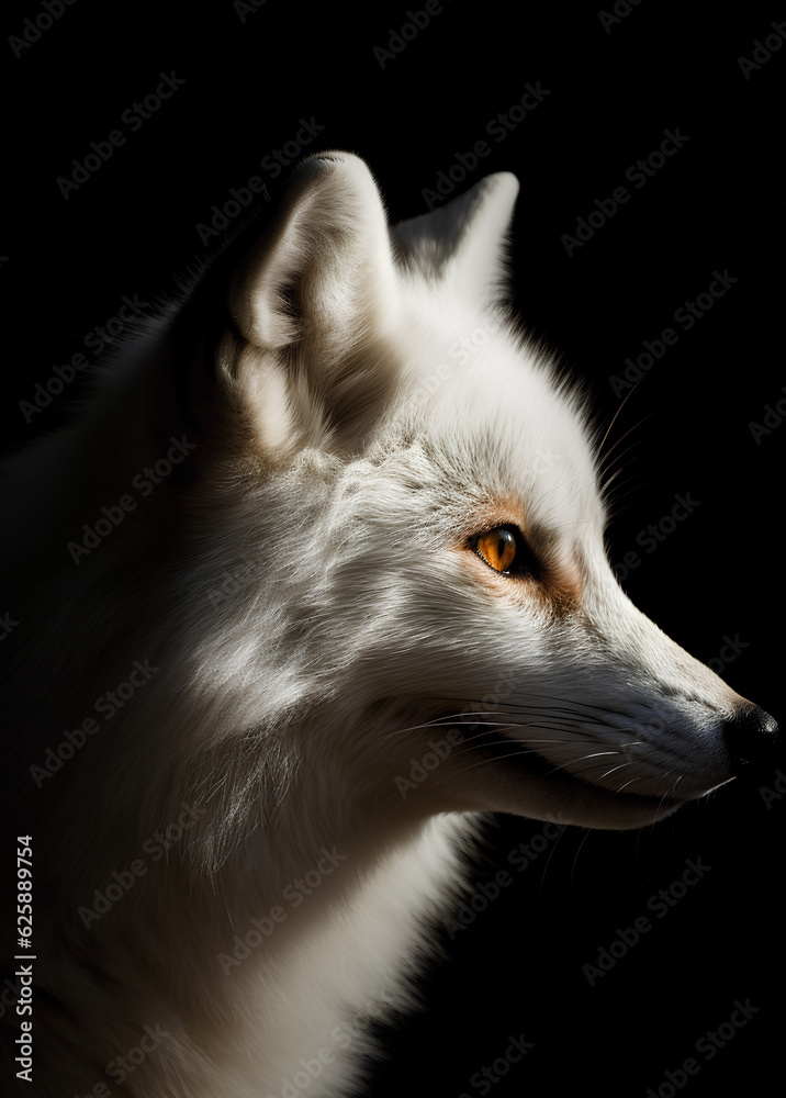 White Fox profile portrait - Generative AI White Fox profile portrait - Generative AI