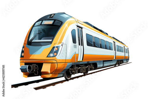 High speed Train isolated on transparent background. Generative Ai