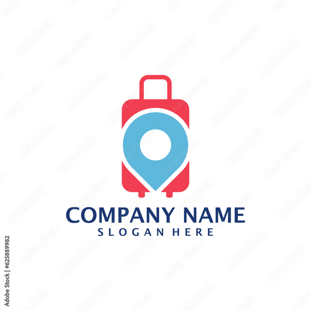 Suitcase with Point logo design vector. Suitcase logo design template concept Suitcase with Point logo design vector. Suitcase logo design template concept