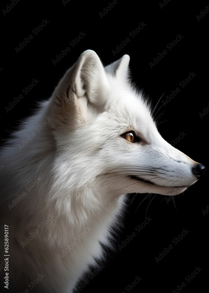 White Fox profile portrait - Generative AI