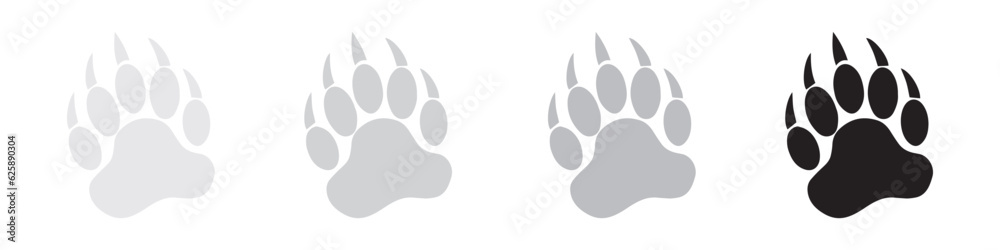 Dog, bear and cat paw prints collection. Vector Illustration. Vector Graphic. EPS 10 - obrazy, fototapety, plakaty 
