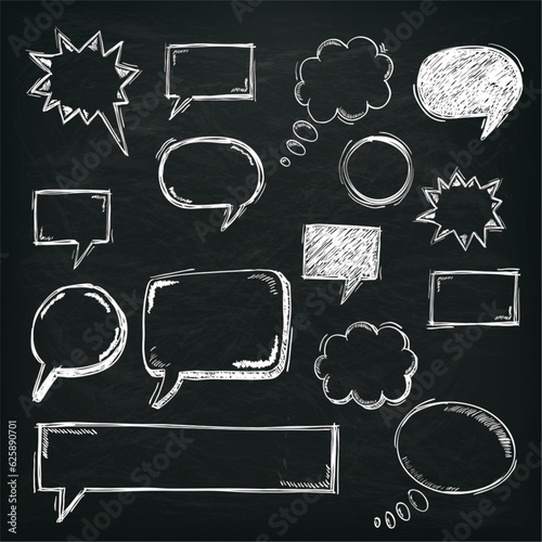 Blackboard White Speech Bubbles Set