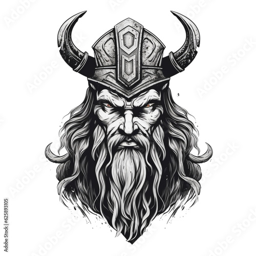 grim dark viking warrior sketch - by generative ai photo