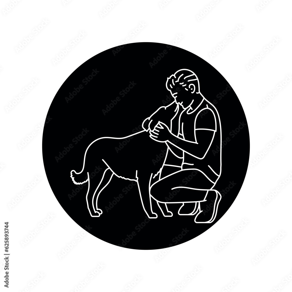 Fototapeta premium Animal volunteer black line icon. Pictogram for web page