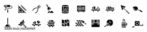 construction icon set, building icon set, industry icon pack, solid icon