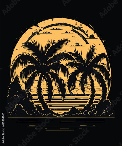 Summer Beach Graphic T-Shirt Design and illustration
