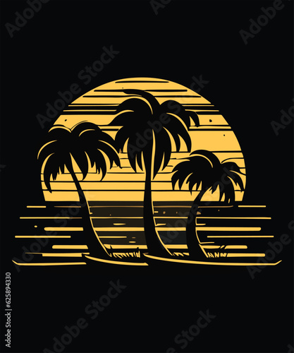 Summer Beach Graphic T-Shirt Design and illustration