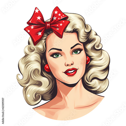 Vintage Pin Up Christmas Girl Clipart photo