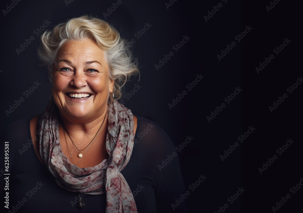 AI generated image of plus size mature woman in studio