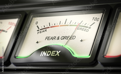 Foto Investor sentiment. Fear and greed index.