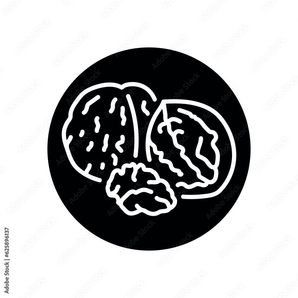 Walnut black line icon. Natural organic super food. Walnut black line icon. Natural organic super food.
