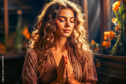blonde woman praying to jesus © bmf-foto.de