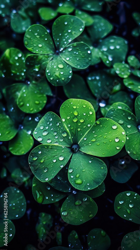 water drops on a green leaf,a photo of a bunch of clover leafs surrounded,water drops on a leaf