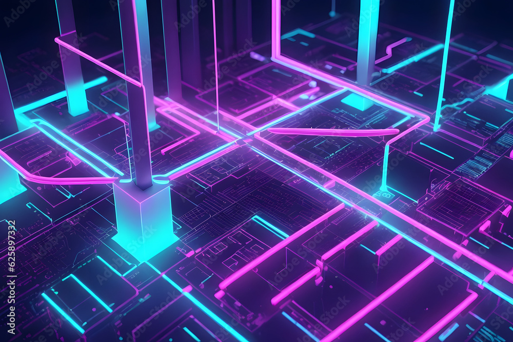 Abstract futuristic background with glowing neon lines and lights for data transfer Abstract futuristic background with glowing neon lines and lights for data transfer