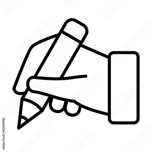writing line icon, hand writing outline vector sign, linear style pictogram isolated on white. Study symbol, logo illustration. Editable stroke