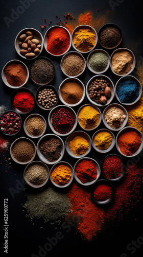 Colorful spices at a traditional oriental market
