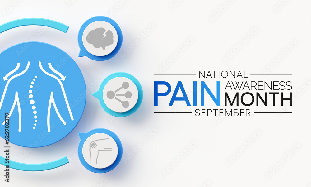 Pain awareness month is observed every year in September, to raise public awareness of issues in the area of pain and pain management. 3D Rendering Pain awareness month is observed every year in September, to raise public awareness of issues in the area of pain and pain management. 3D Rendering